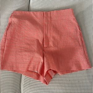 Zara orange gingham shorts